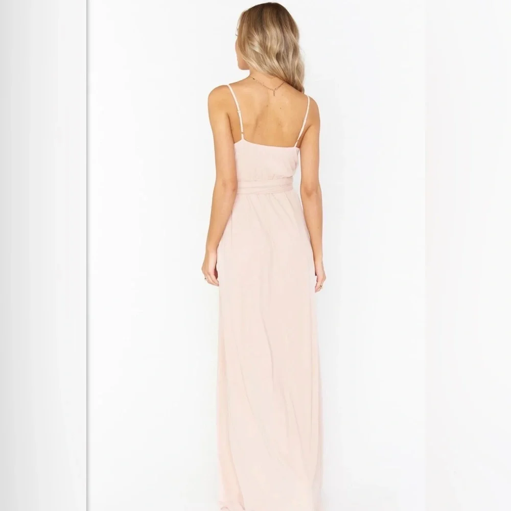 Show Me Your Mumu Liz Maxi Bridesmaid Dress Dusty Blush Crisp - Picture 4 of 7